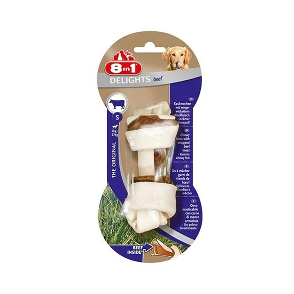 8in1 Delights Beef Bones Biftekli Düğümlü Köpek Çiğneme Ödül Kemiği S 35 Gr ürün görseli 1