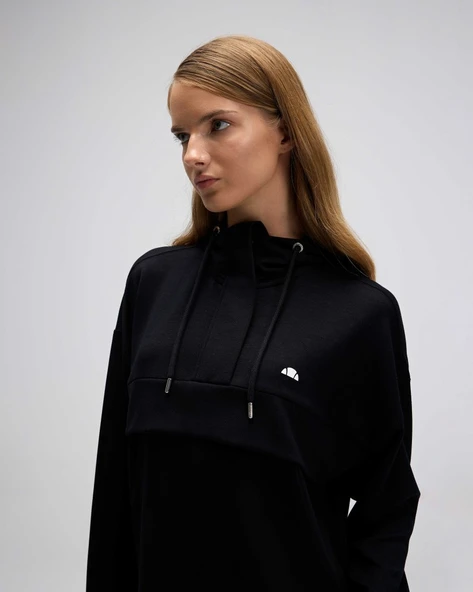 Ellesse EF551 Kadın Kapüşonlu Siyah Sweat - Resim 7