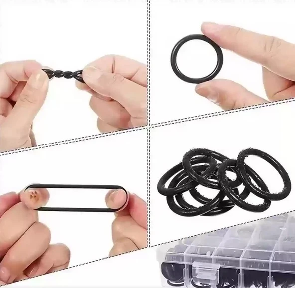 Zhltools 225 Parça Kauçuk Conta Seti Kendiliğinden Saklama Kutulu O Halkası Seti - Resim 3
