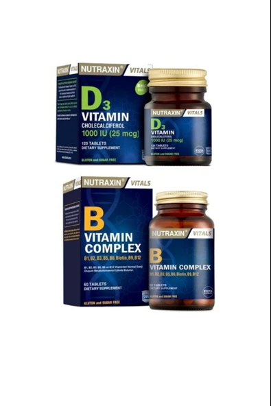 Nutraxin D3 Vitamini 120 Tablet + B Vitamini 60 Tablet. ürün görseli