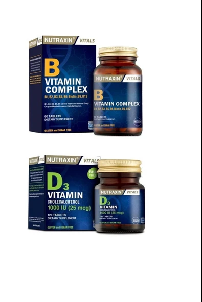 Nutraxin B Complex 60 Tablet+D3 Vitamini 120 Tablet ürün görseli