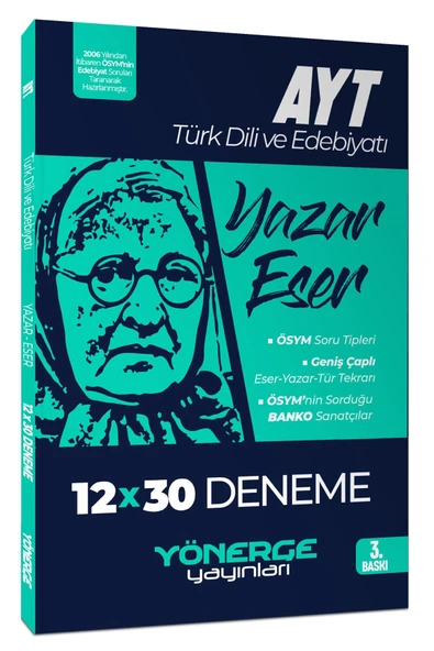 Yönerge Yayınları Yönerge YKS AYT Türk Dili ve Edebiyatı Yazar Eser 12x30 Deneme Yönerge Yayınları ürün görseli