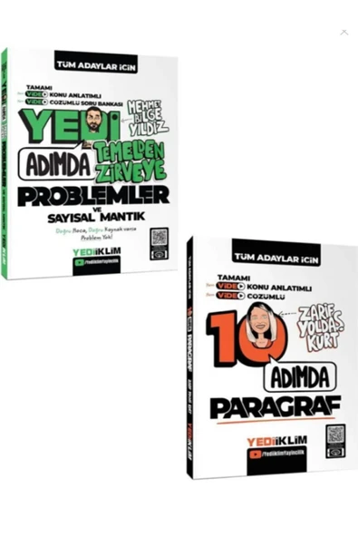 Yedi İklim Kitabevi Yedi İklim Tüm Adaylar için Yedi Adımda Problemler ve 10 Adımda Paragraf Konu Anlatımlı Video ürün görseli
