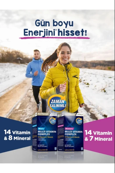 Nutraxin Magnezyum Complex 60 Tablet + Nutraxin Multivitamin Mineral Complex Erkek Nutraxin Womens - Resim 3