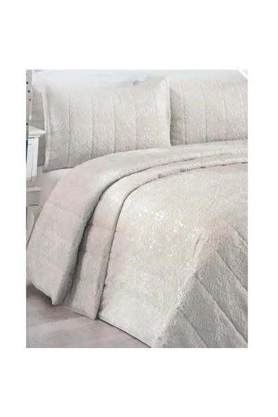 YÜNTEKS Merinos Yatak Örtüsü Çift Kişilik İpeksoft / Çeyizlik / Günlük Kullanım için Uygun/ Bej - Resim 4