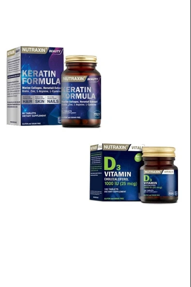 Nutraxin Keratin Formula Saç Bakım Tableti + D3 120 Tablet 1000ıu ürün görseli
