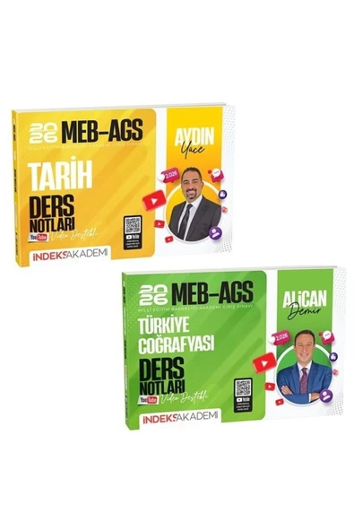 İndeks Akademi İndeks Akademi 2026 MEB-AGS Tarih + Türkiye Coğrafyası Ders Notları 2 li Set - Aydın Yüce, Alican De ürün görseli