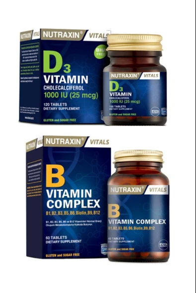 Nutraxin Vitamin Ve Mineral Takviyesi D3 Vitamini 120 Tablet + B Vitamini 60 Tablet ürün görseli