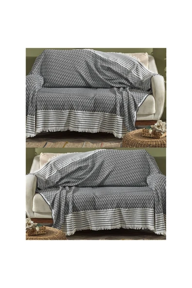 Pabjewelry Fushia Pamuk Koltuk Örtüsü Yatak Örtüsü Çok Amaçlı Örtü 170x210 - Resim 6