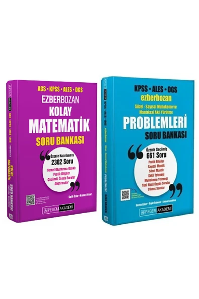 Pegem Akademi Yayıncılık Pegem KPSS MEB-AGS ALES DGS Kolay Matematik + Ezberbozan Problemler Soru 2 li Set Pegem Akademi Yayı ürün görseli