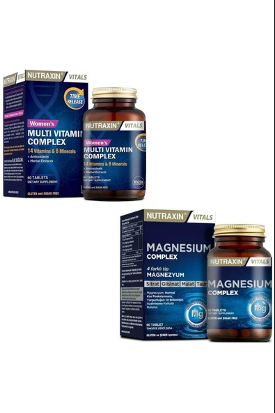 Nutraxin Multivitamin Mineral Complex Kadın 60 Tablet Magnesium Complex 60 Tablet ürün görseli