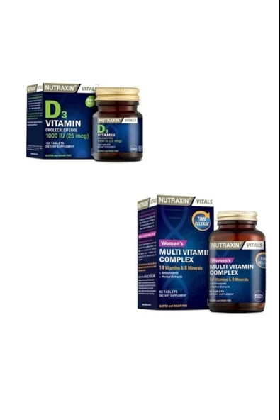 Nutraxin Multivitamin Mineral Kompleksi Kadınlara Özel 60 Tablet + D3 Vitamini 1000 Iu 120 Tablet ürün görseli 1