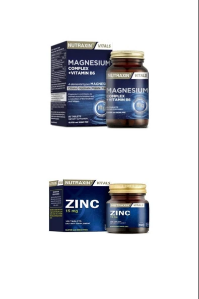 Nutraxin Magnezyum Complex B6 60 Tablet + Zinc 100 Tablet İkili Set ürün görseli