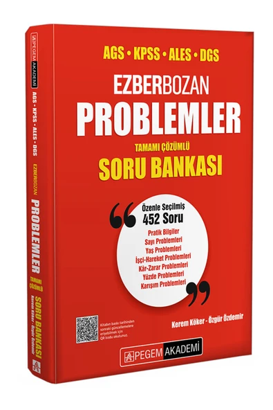 Pegem Akademi Yayıncılık AGS KPSS ALES DGS Ezberbozan Problemler Tamamı Çözümlü Soru Bankası ürün görseli
