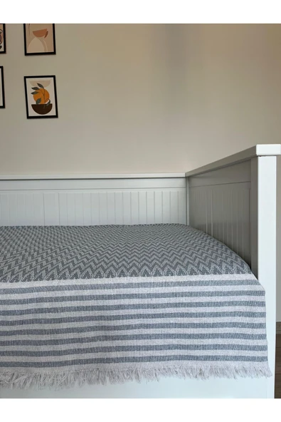 Pabjewelry Fushia Pamuk Koltuk Örtüsü Yatak Örtüsü Çok Amaçlı Örtü 170x210 - Resim 9