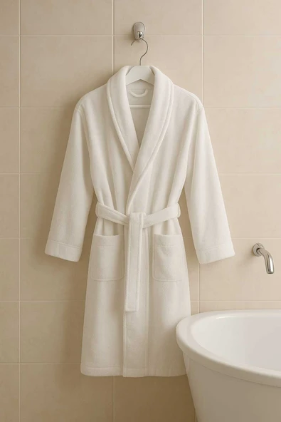 YÜNTEKS %100 Pamuk Bornoz , Su Emiciliği Yüksek, Gramajlı Bornoz, Tek Bornoz - Resim 3