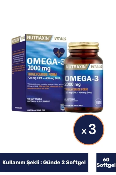 Nutraxin Omega 3 2000 Mg 60 Tablet 3 Adet ürün görseli