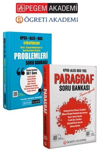 Pegem Akademi Yayıncılık Pegem KPSS ALES DGS YKS Sözel-Sayısal Mantık ve Muhakeme Problemleri + Öğreti Paragraf Ezberbozan So ürün görseli