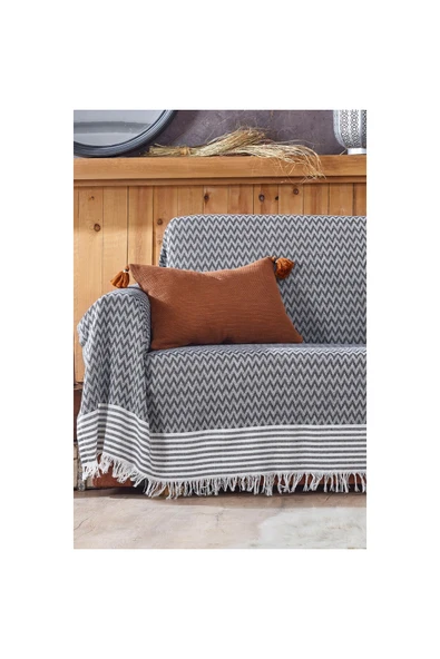 Pabjewelry Fushia Pamuk Koltuk Örtüsü Yatak Örtüsü Çok Amaçlı Örtü 170x210 - Resim 5