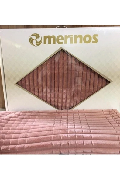 Merinos Modern Line 3 Parça Battaniye Seti - Pudra ürün görseli 1