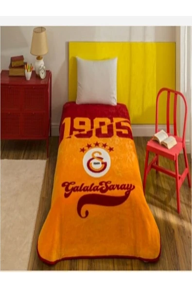 YÜNTEKS Taç Taraftar Lisanslı Tek Kişilik Battaniye (160x220)-2025/2026 YENİ SEZON 5 YILDIZ GALATASARAY ürün görseli 1