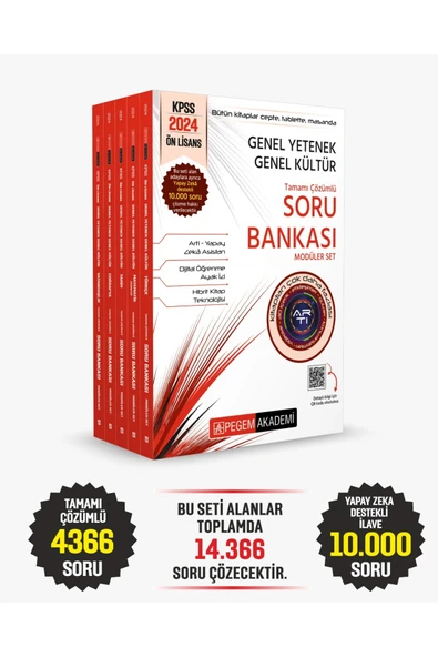 Pegem Akademi Yayıncılık 2024 Kpss Genel Yetenek Genel Kültür Ön Lisans Tamamı Çözümlü Soru Bankası Modüler Set (5 KİTAP) ürün görseli