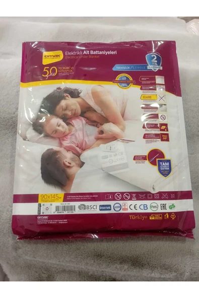 YÜNTEKS Omak 50.Yıla Özel Ce Kalite Belgeli Tek Kişilik Keçe Elektrikli Battaniye 90x145 ürün görseli