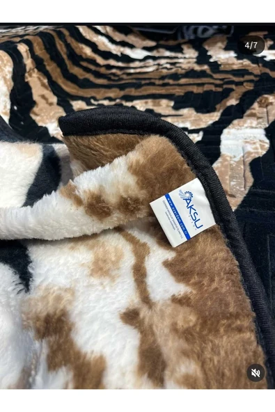 YÜNTEKS Aksu Safari Çift Kişilik Ultra Yumuşak Embos Vizon Battaniye Leopar Desen - Resim 9