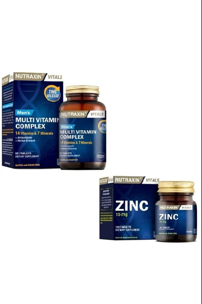 Nutraxin Multivitamin Mineral Complex Erkek + Zinc 15 Mg 100 Tablet ürün görseli