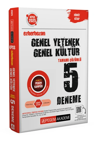 Pegem Akademi Yayıncılık 2025 KPSS Genel Yetenek Genel Kültür Ezberbozan Tamamı Çözümlü 5 Deneme ürün görseli