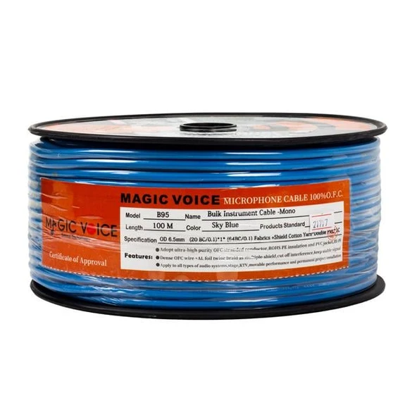 Magicvoice Mi̇krofon Kablosu Mono 1. Kali̇te 100 Metre Açık Mavi - Resim 3