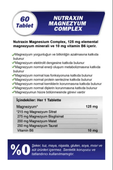 Nutraxin Magnezyum Complex 60 Tablet 125 Mg & Nutraxin Iron Max 17 Mg - Resim 2