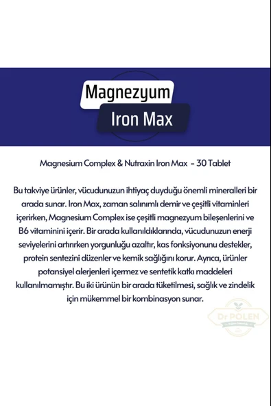 Nutraxin Magnezyum Complex 60 Tablet 125 Mg & Nutraxin Iron Max 17 Mg - Resim 4