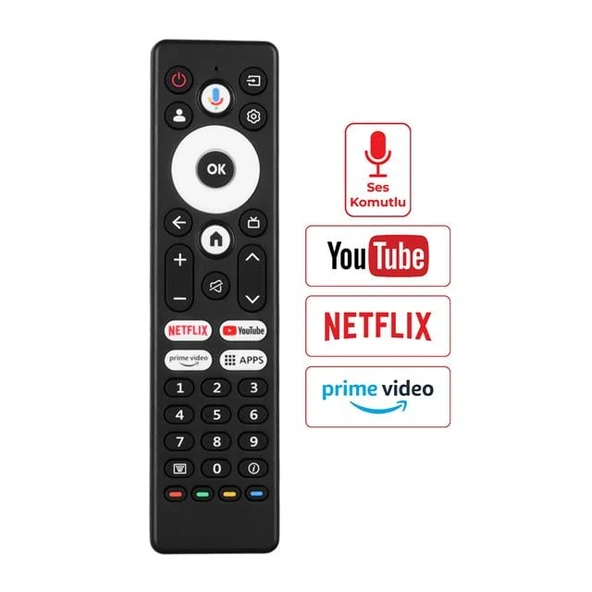 Arçelik A65 E 795 B - Beko B43 D 697 B - Grundig 55 GKU 700 Netflix-Youtube-Prime-APPS Ses Komutlu Lcd Led Tv Kumanda ürün görseli 1