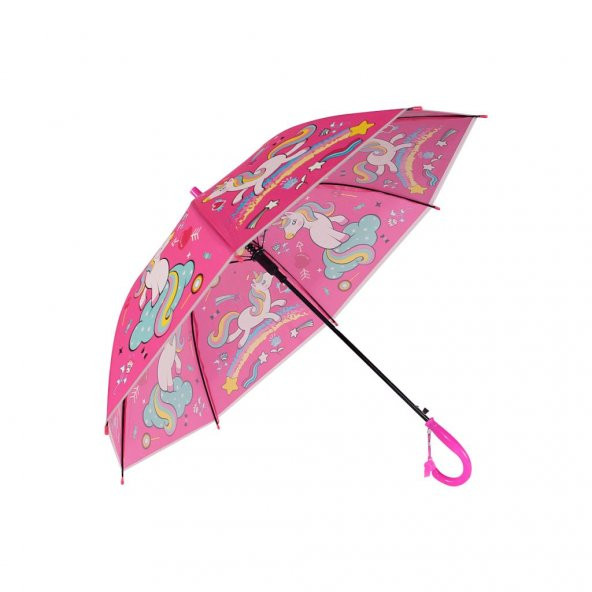 Düdüklü Çocuk Şemsiyesi Fuşya Yeni Unicorn Model