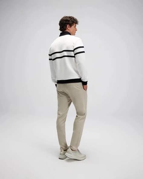 Ellesse EM619 Erkek Yarım Fermuarlı Beyaz Sweat - Resim 5