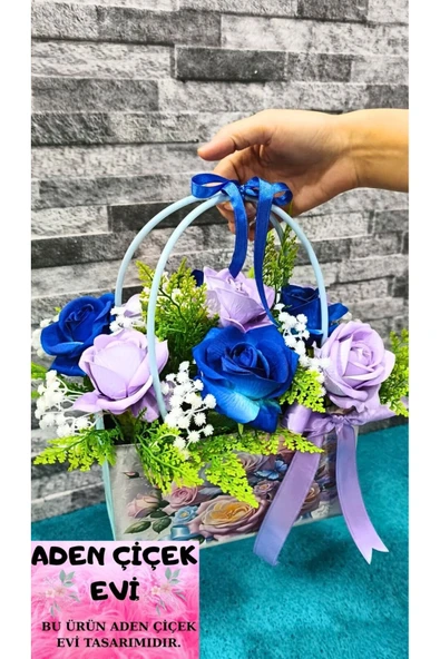 HEDİYELİK KADİFE GÜL SEPETİ ÖZEL TASARIM GÜL ARANJMANI SEVGİLİYE EŞE ÖZEL GÜN HEDİYESİ - Resim 4