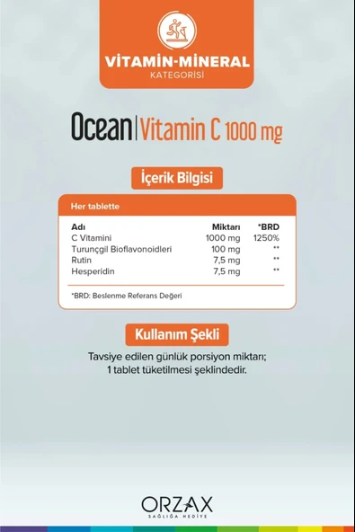 Ocean Vitamin C 1000 mg 30 Tablet 6 Adet - Resim 2