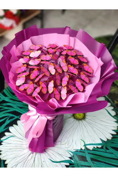 KELEBEK BUKETİ IŞIKLI SEVGİLİYE EŞE DOĞUM GÜNÜ ÖZEL GÜN HEDİYESİ KALİTELİ PVC KELEBEK - Resim 2