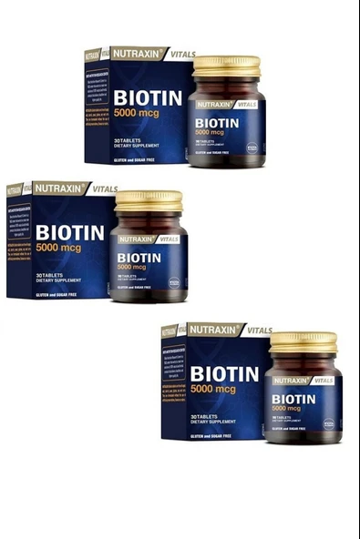 Nutraxin Biotin 5000 Mcg 30 Tablet 3 Adet ürün görseli