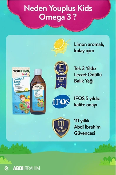 Youplus Kids Omega 3 150 ml Şurup 3 Adet - Resim 2