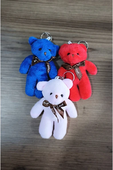 Peluş Ayıcık Anahtarlık Ve Çanta Süsü Hediyelik (12cm Boy) 3 Adet ürün görseli