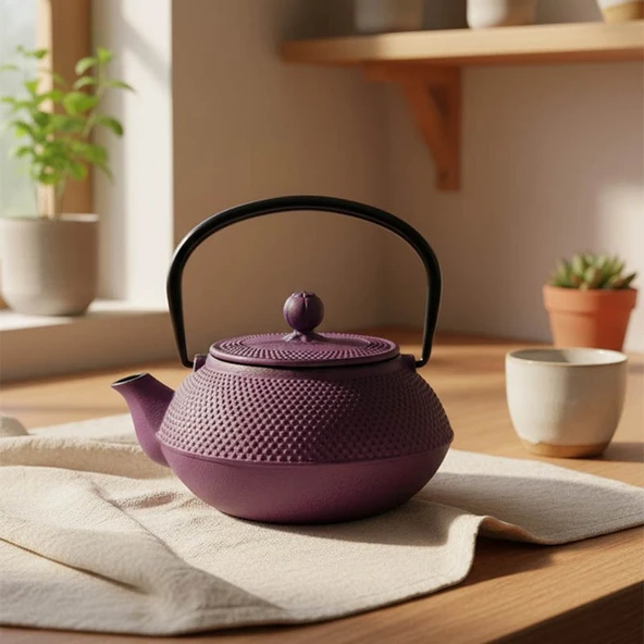 Taşev Linden Sümbül Döküm Demlik 750 ml Mor - Resim 3