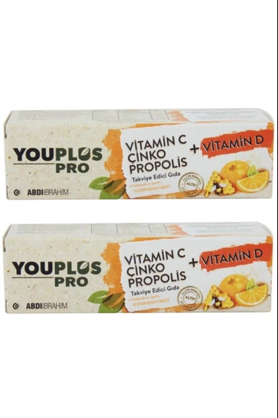 Youplus Pro Vitamin C D Çinko Propolis 15 Efervesan Tablet 2 Adet ürün görseli