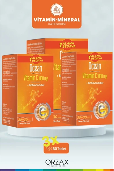 Ocean Vitamin C 1000 mg 30 Tablet 6 Adet ürün görseli