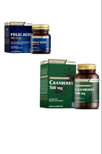 Nutraxin 400 Mcg Folic Acid + Cranberry(turna Yemişi)1000 Mg 60 Tablet ürün görseli