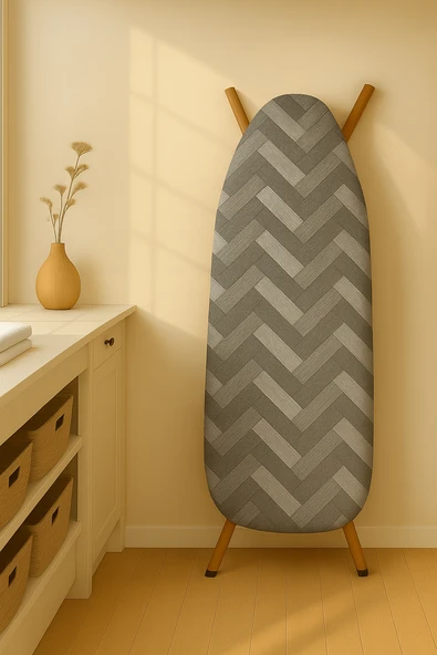 Ütü Masası Kılıfı Keçeli Siyah Zikzak  Desen ürün görseli 1