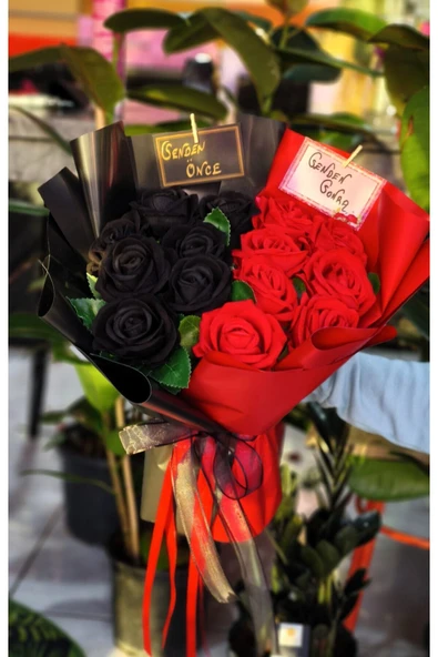 SENDEN ÖNCE SENDEN SONRA GÜL BUKETİ YÜKSEK KALİTE KADİFE GÜL SEVGİLİYE EŞE DOĞUM GÜNÜ HEDİYESİ - Resim 4