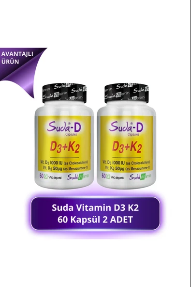 Suda Vitamin D3+K2 Vitamini 60  Kapsül 2 Adet ürün görseli