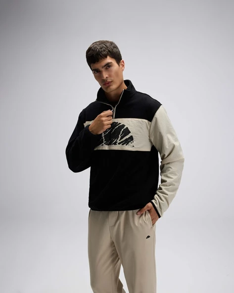 Ellesse EM519-BK Erkek Yarım Fermuarlı Siyah Sweat ürün görseli 1